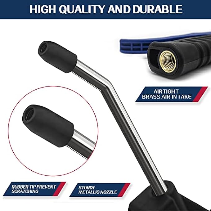 NEU 9.65-IN AIR BLOW GUN WITH RUBBER TIP,3 PCS,1/4" BRASSAIR INLET,ADAPT TO CAR CLEAN,IRON FILINGS CLEANING - Image 2